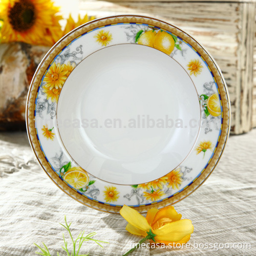 8.5 Inches Fine New Bone China Soup Bowl Design of Lemon Fragrance